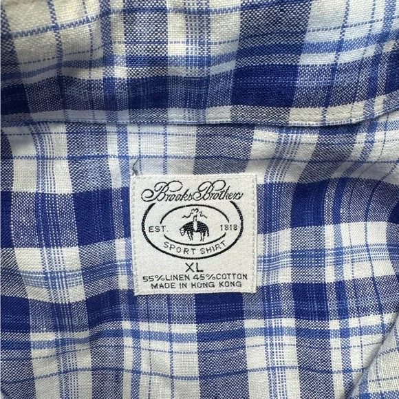 Blue and White Plaid Men's Shirt - Picture 3 of 3